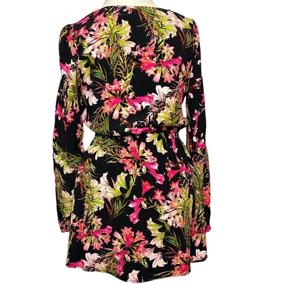 LOVERS + FRIENDS Dress Floral Flowers Mini Black Pink Green Size Medium Like new - Picture 5 of 6